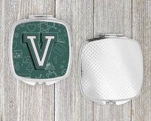 Load image into Gallery viewer, Letter V Back to School Initial Compact Mirror – Stylish Purse Mirror with Artistic Covers CJ2010-VSCM