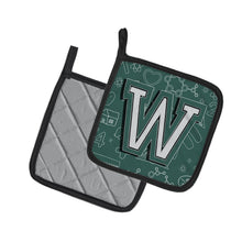 Load image into Gallery viewer, Letter W Back to School Initial Pot Holders - Set of 2 - Heat-Resistant Kitchen Essentials CJ2010-WPTHD