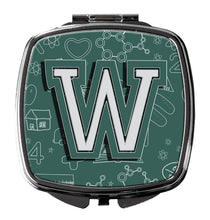 Load image into Gallery viewer, Letter W Back to School Initial Compact Mirror – Stylish Purse Mirror with Artistic Covers CJ2010-WSCM