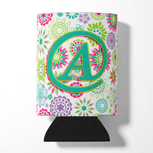 Load image into Gallery viewer, Letter A Flowers Pink Teal Green Initial Can or Bottle Hugger CJ2011-ACC