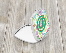 Load image into Gallery viewer, Letter D Flowers Pink Teal Green Initial Compact Mirror – Stylish Purse Mirror with Artistic Covers CJ2011-DSCM