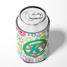 Load image into Gallery viewer, Letter K Flowers Pink Teal Green Initial Can or Bottle Hugger CJ2011-KCC