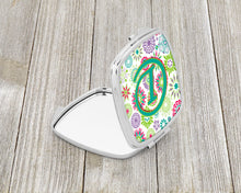 Load image into Gallery viewer, Letter L Flowers Pink Teal Green Initial Compact Mirror – Stylish Purse Mirror with Artistic Covers CJ2011-LSCM