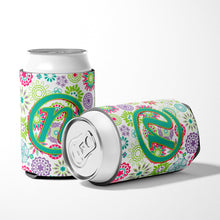 Load image into Gallery viewer, Letter N Flowers Pink Teal Green Initial Can or Bottle Hugger CJ2011-NCC