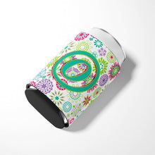 Load image into Gallery viewer, Letter O Flowers Pink Teal Green Initial Can or Bottle Hugger CJ2011-OCC