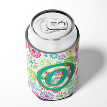 Load image into Gallery viewer, Letter O Flowers Pink Teal Green Initial Can or Bottle Hugger CJ2011-OCC