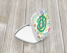 Load image into Gallery viewer, Letter P Flowers Pink Teal Green Initial Compact Mirror – Stylish Purse Mirror with Artistic Covers CJ2011-PSCM