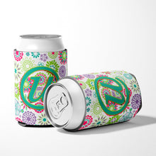 Load image into Gallery viewer, Letter U Flowers Pink Teal Green Initial Can or Bottle Hugger CJ2011-UCC