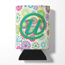 Load image into Gallery viewer, Letter U Flowers Pink Teal Green Initial Can or Bottle Hugger CJ2011-UCC