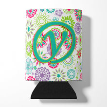 Load image into Gallery viewer, Letter Y Flowers Pink Teal Green Initial Can or Bottle Hugger CJ2011-YCC