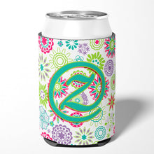 Load image into Gallery viewer, Letter Z Flowers Pink Teal Green Initial Can or Bottle Hugger CJ2011-ZCC