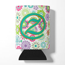 Load image into Gallery viewer, Letter Z Flowers Pink Teal Green Initial Can or Bottle Hugger CJ2011-ZCC