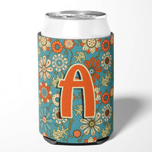 Load image into Gallery viewer, Letter A Flowers Retro Blue Can or Bottle Hugger CJ2012-ACC