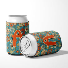 Load image into Gallery viewer, Letter A Flowers Retro Blue Can or Bottle Hugger CJ2012-ACC