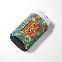 Load image into Gallery viewer, Letter B Flowers Retro Blue Can or Bottle Hugger CJ2012-BCC