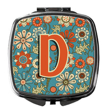 Load image into Gallery viewer, Letter D Flowers Retro Blue Compact Mirror – Stylish Purse Mirror with Artistic Covers CJ2012-DSCM