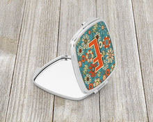 Load image into Gallery viewer, Letter E Flowers Retro Blue Compact Mirror – Stylish Purse Mirror with Artistic Covers CJ2012-ESCM