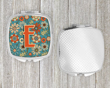 Load image into Gallery viewer, Letter E Flowers Retro Blue Compact Mirror – Stylish Purse Mirror with Artistic Covers CJ2012-ESCM