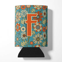 Load image into Gallery viewer, Letter F Flowers Retro Blue Can or Bottle Hugger CJ2012-FCC