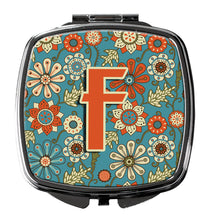 Load image into Gallery viewer, Letter F Flowers Retro Blue Compact Mirror – Stylish Purse Mirror with Artistic Covers CJ2012-FSCM