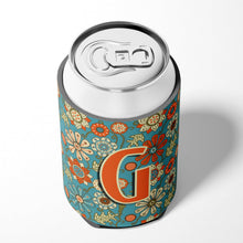 Load image into Gallery viewer, Letter G Flowers Retro Blue Can or Bottle Hugger CJ2012-GCC