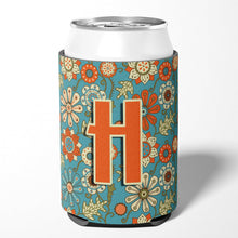 Load image into Gallery viewer, Letter H Flowers Retro Blue Can or Bottle Hugger CJ2012-HCC
