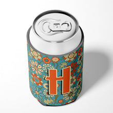 Load image into Gallery viewer, Letter H Flowers Retro Blue Can or Bottle Hugger CJ2012-HCC