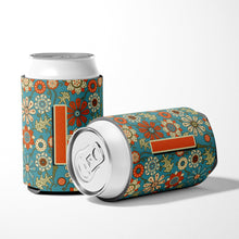 Load image into Gallery viewer, Letter I Flowers Retro Blue Can or Bottle Hugger CJ2012-ICC