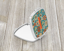 Load image into Gallery viewer, Letter I Flowers Retro Blue Compact Mirror – Stylish Purse Mirror with Artistic Covers CJ2012-ISCM