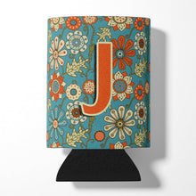 Load image into Gallery viewer, Letter J Flowers Retro Blue Can or Bottle Hugger CJ2012-JCC