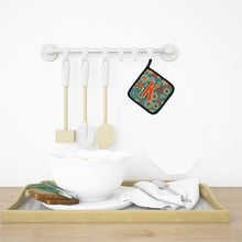 Load image into Gallery viewer, Letter K Flowers Retro Blue Pot Holders - Set of 2 - Heat-Resistant Kitchen Essentials CJ2012-KPTHD