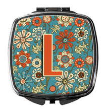 Load image into Gallery viewer, Letter L Flowers Retro Blue Compact Mirror – Stylish Purse Mirror with Artistic Covers CJ2012-LSCM