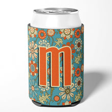 Load image into Gallery viewer, Letter M Flowers Retro Blue Can or Bottle Hugger CJ2012-MCC