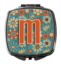 Load image into Gallery viewer, Letter M Flowers Retro Blue Compact Mirror – Stylish Purse Mirror with Artistic Covers CJ2012-MSCM