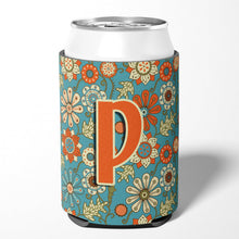 Load image into Gallery viewer, Letter P Flowers Retro Blue Can or Bottle Hugger CJ2012-PCC