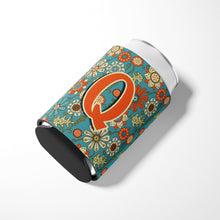 Load image into Gallery viewer, Letter Q Flowers Retro Blue Can or Bottle Hugger CJ2012-QCC