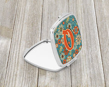 Load image into Gallery viewer, Letter Q Flowers Retro Blue Compact Mirror – Stylish Purse Mirror with Artistic Covers CJ2012-QSCM