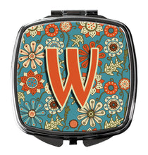 Load image into Gallery viewer, Letter W Flowers Retro Blue Compact Mirror – Stylish Purse Mirror with Artistic Covers CJ2012-WSCM