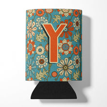 Load image into Gallery viewer, Letter Y Flowers Retro Blue Can or Bottle Hugger CJ2012-YCC