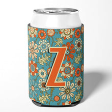 Load image into Gallery viewer, Letter Z Flowers Retro Blue Can or Bottle Hugger CJ2012-ZCC
