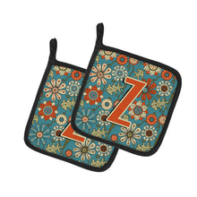 Load image into Gallery viewer, Letter Z Flowers Retro Blue Pot Holders - Set of 2 - Heat-Resistant Kitchen Essentials CJ2012-ZPTHD