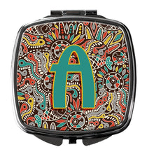 Load image into Gallery viewer, Letter A Retro Tribal Alphabet Initial Compact Mirror – Stylish Purse Mirror with Artistic Covers CJ2013-ASCM