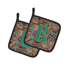 Load image into Gallery viewer, Letter B Retro Tribal Alphabet Initial Pot Holders - Set of 2 - Heat-Resistant Kitchen Essentials CJ2013-BPTHD
