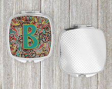 Load image into Gallery viewer, Letter B Retro Tribal Alphabet Initial Compact Mirror – Stylish Purse Mirror with Artistic Covers CJ2013-BSCM