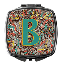 Load image into Gallery viewer, Letter B Retro Tribal Alphabet Initial Compact Mirror – Stylish Purse Mirror with Artistic Covers CJ2013-BSCM