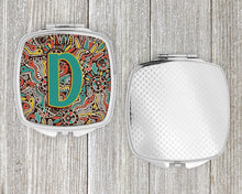 Load image into Gallery viewer, Letter D Retro Tribal Alphabet Initial Compact Mirror – Stylish Purse Mirror with Artistic Covers CJ2013-DSCM