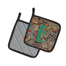 Load image into Gallery viewer, Letter E Retro Tribal Alphabet Initial Pot Holders - Set of 2 - Heat-Resistant Kitchen Essentials CJ2013-EPTHD