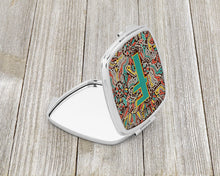 Load image into Gallery viewer, Letter F Retro Tribal Alphabet Initial Compact Mirror – Stylish Purse Mirror with Artistic Covers CJ2013-FSCM