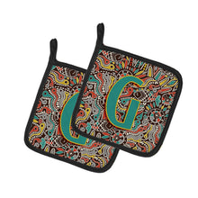 Load image into Gallery viewer, Letter G Retro Tribal Alphabet Initial Pot Holders - Set of 2 - Heat-Resistant Kitchen Essentials CJ2013-GPTHD