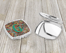 Load image into Gallery viewer, Letter G Retro Tribal Alphabet Initial Compact Mirror – Stylish Purse Mirror with Artistic Covers CJ2013-GSCM